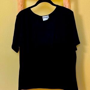 Coldwater Creek Black Short Sleeve Top Size Large